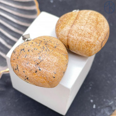 Подвеска сердце Яшма песочная, цвет серебро, 30х30 мм