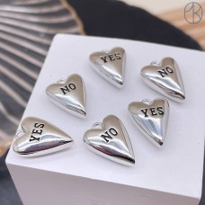 Подвеска сердце yes/no, цвет серебро 16 мм 
