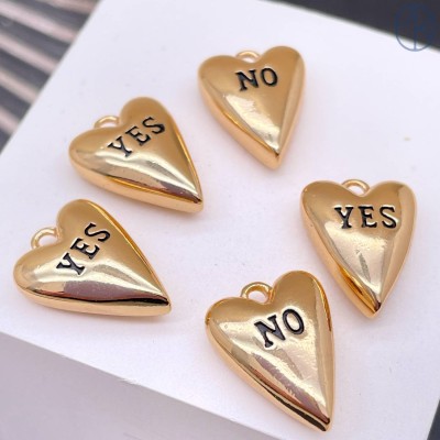 Подвеска сердце yes/no, цвет золото 16 мм 