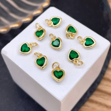 Подвеска сердце зеленый циркон, цвет золото 6х8 мм