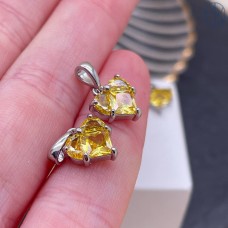 Подвеска Сердце желтые цирконы, цвет золото 10х11 мм 