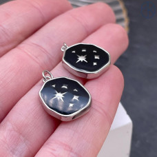 Подвеска северная звезда черная эмаль, цвет серебро 16х15 мм