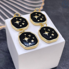 Подвеска северная звезда черная эмаль, цвет золото 16х15 мм