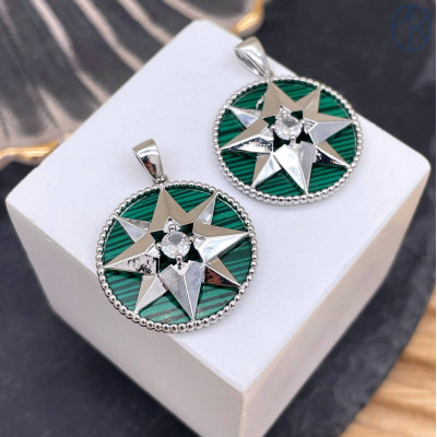 Подвеска северная звезда циркон, цвет серебро 22 мм 