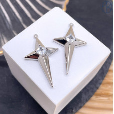 Подвеска северная звезда циркон, цвет серебро 30 мм 