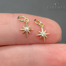 Подвеска Северная звезда циркон, цвет золото 10х7 мм