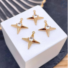 Подвеска северная звезда циркон, цвет золото 16 мм 