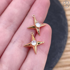 Подвеска северная звезда циркон, цвет золото 16 мм 