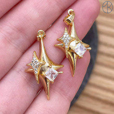 Подвеска северная звезда циркон, цвет золото 26 мм 