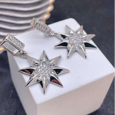 Подвеска северная звезда цирконы, цвет серебро 26 мм