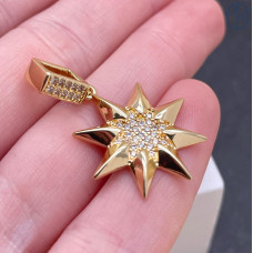 Подвеска северная звезда цирконы, цвет золото 26 мм