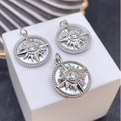 Подвеска северная звезда глаз, цвет серебро 16 мм