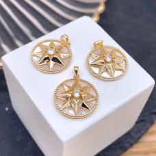 Подвеска северная звезда круг перламутр, цвет золото 15 мм 