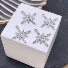 Подвеска северная звезда с цирконами, цвет серебро 19х17 мм