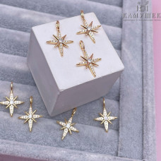 Подвеска северная звезда с цирконами, цвет золото 22х15 мм