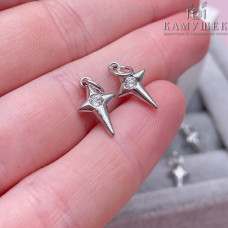 Подвеска северная звезда с цирконом, цвет серебро 14х8 мм