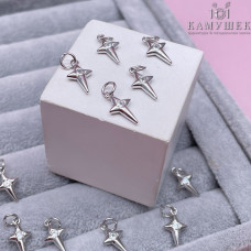 Подвеска северная звезда с цирконом, цвет серебро 14х8 мм