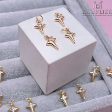 Подвеска северная звезда с цирконом, цвет золото 14х8 мм