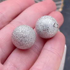 Подвеска шар фактурный, цвет серебро 16 мм
