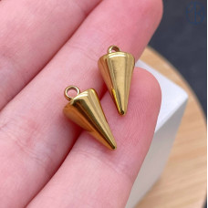 Подвеска шип сталь 14х6 мм, цвет золото 18К