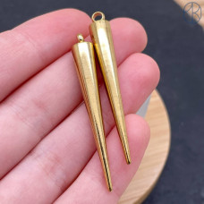 Подвеска шип сталь 46х6 мм, цвет золото 18К