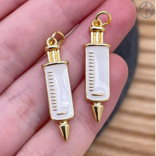 Подвеска шприц, цвет золото 29 мм 