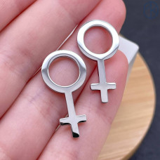 Подвеска символ женщины (Венеры) сталь 15х4 мм, цвет серебро 