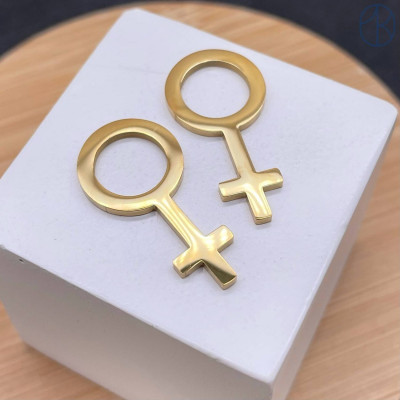 Подвеска символ женщины (Венеры) сталь 15х4 мм, цвет золото 18К