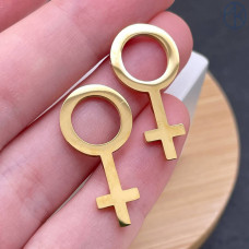 Подвеска символ женщины (Венеры) сталь 15х4 мм, цвет золото 18К