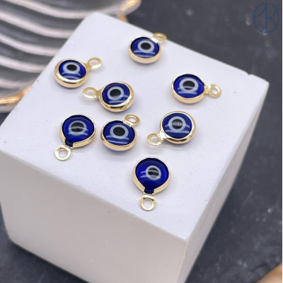 Подвеска синий глаз, цвет золото 7 мм