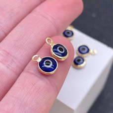 Подвеска синий глаз, цвет золото 7 мм