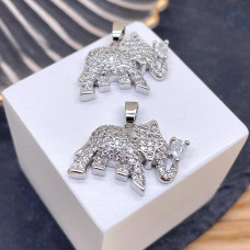 Подвеска слон цирконы, цвет серебро 20х15 мм 