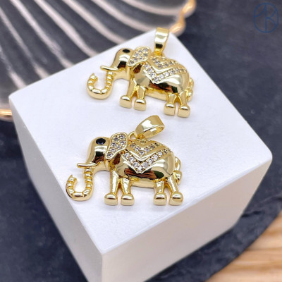 Подвеска слон цирконы, цвет золото 20х15 мм 