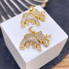 Подвеска слон цирконы, цвет золото 20х15 мм 