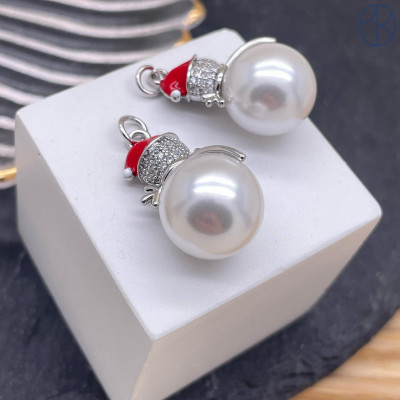 Подвеска снеговик майорка, цвет серебро 24х14 мм 