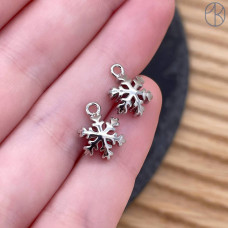 Подвеска снежинка, цвет серебро 14 мм