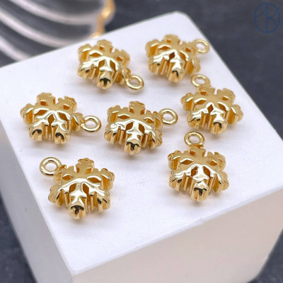 Подвеска снежинка, цвет золото 14 мм