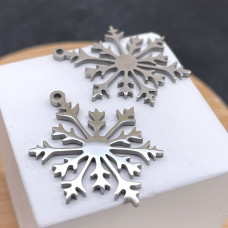 Подвеска снежинка сталь 29 мм, цвет серебро 