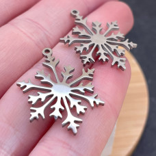 Подвеска снежинка сталь 29 мм, цвет серебро 