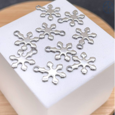 Подвеска снежинка сталь 9 мм, цвет серебро 