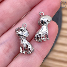 Подвеска собака, цвет серебро 16 мм
