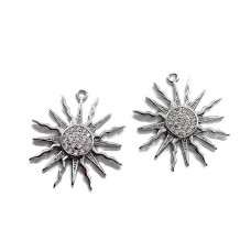 Подвеска солцне цирконы, цвет серебро 17х16 мм