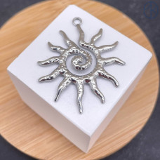 Подвеска солнце №8 сталь 40x33 мм, цвет серебро 