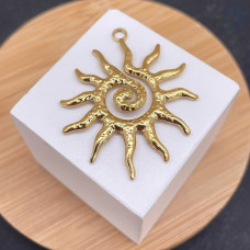 Подвеска солнце №8 сталь 40x33 мм, цвет золото 18К