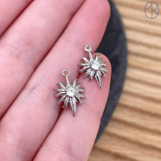Подвеска солнце циркон, цвет серебро 16 мм 