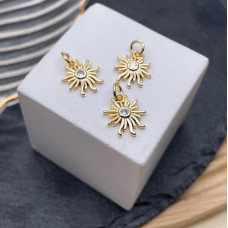 Подвеска Солнце циркон, цвет золото 12 мм