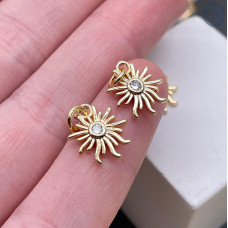 Подвеска Солнце циркон, цвет золото 12 мм