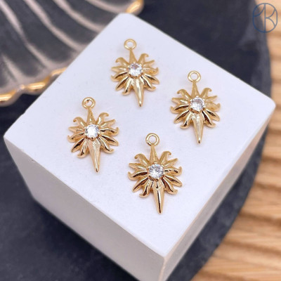 Подвеска солнце циркон, цвет золото 16 мм 