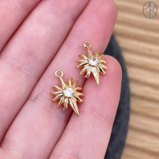 Подвеска солнце циркон, цвет золото 16 мм 