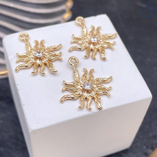 Подвеска солнце циркон, цвет золото 20х17 мм 